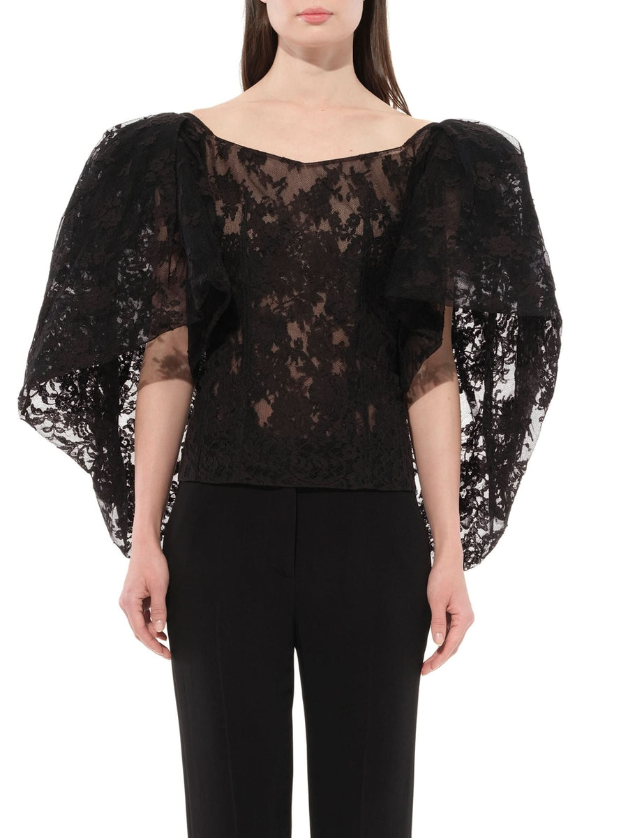 Lace Puffy Cape Corset in Black
