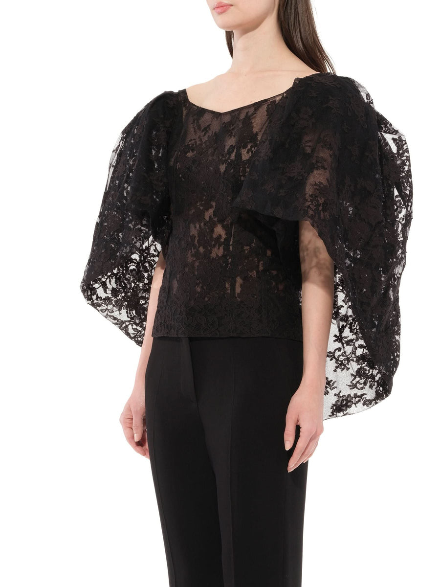 Lace Puffy Cape Corset in Black