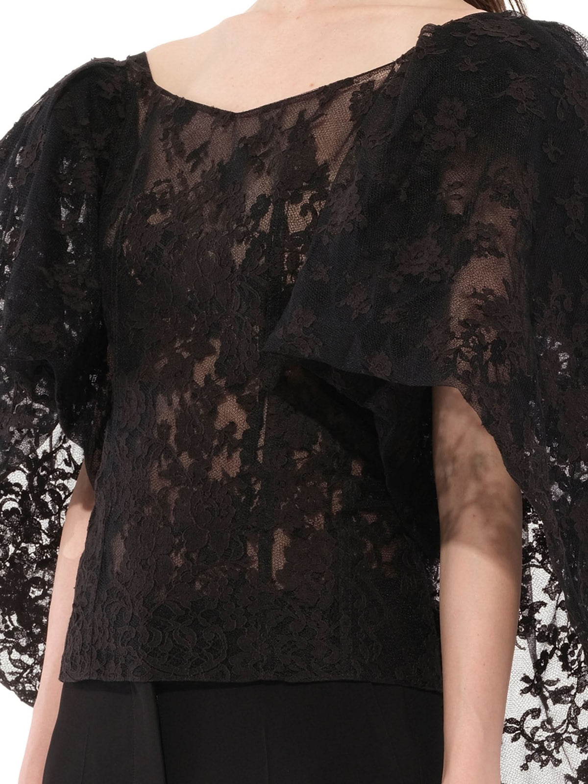 Lace Puffy Cape Corset in Black