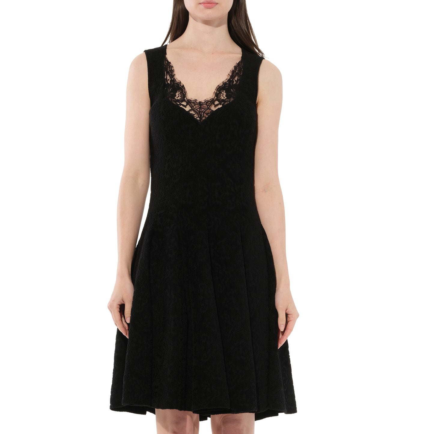 Lace Trim Flared Dress