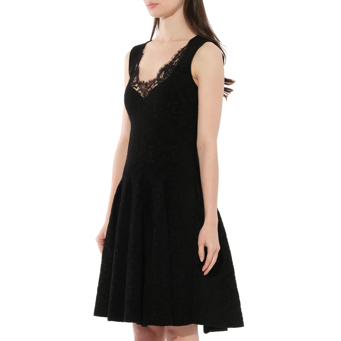 Lace Trim Flared Dress