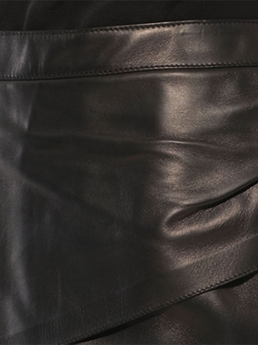 Leather Short Skirt in Black