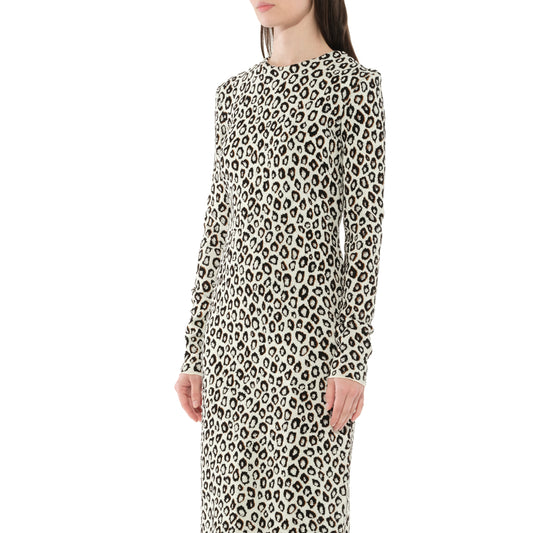 Leopard Jacq Midi Dress in Black