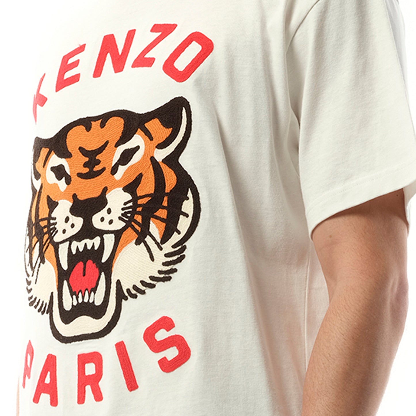 Lucky Tiger Oversize T-Shirt in Off White