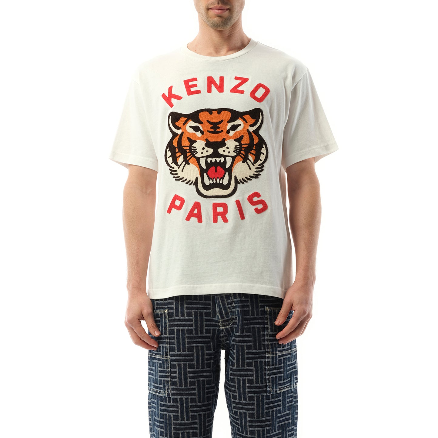 Lucky Tiger Oversize T-Shirt in Off White