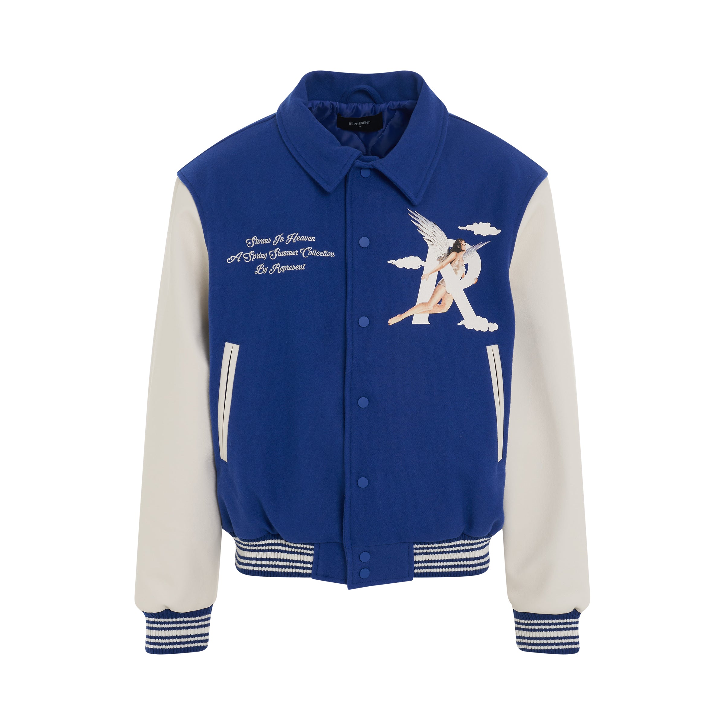 Represent Men's Storms In Heaven Varsity Jacket in Mushroom Represent