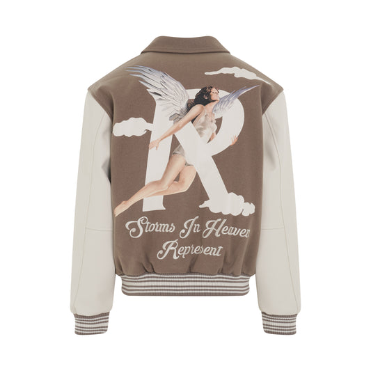 Storms in Heaven Varsity Jacket in Mushroom