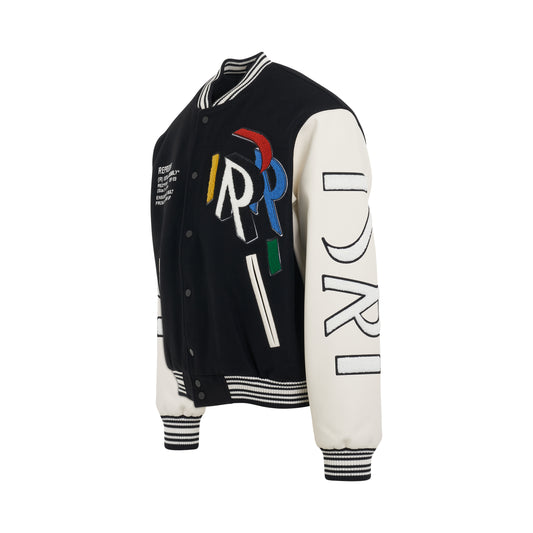 Initial Varsity Jacket in Jet Black