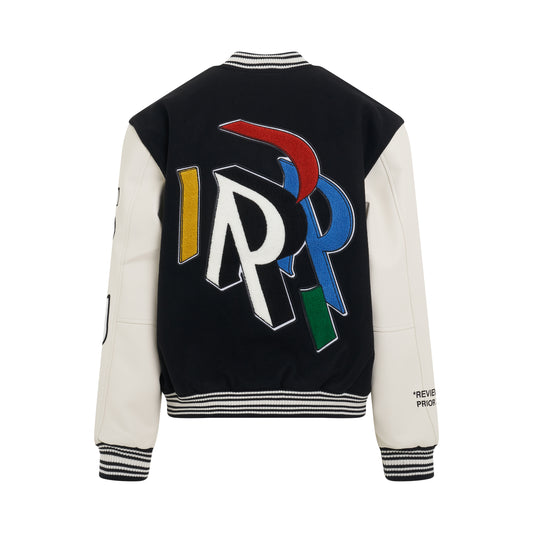 Initial Varsity Jacket in Jet Black