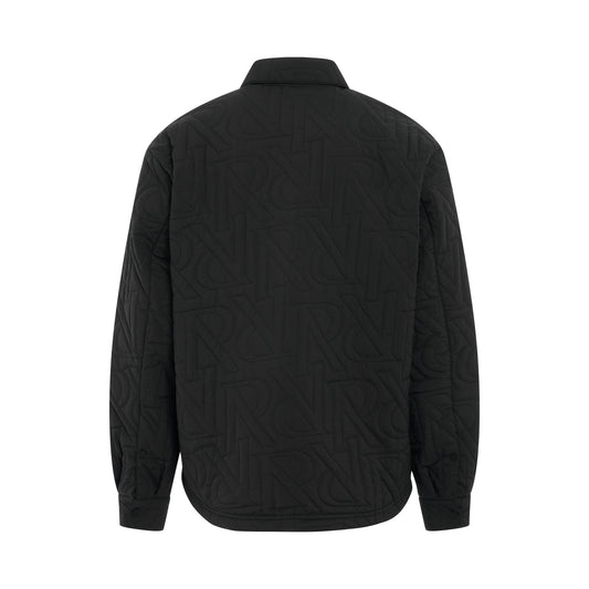 Initial Quilted Overshirt in Black