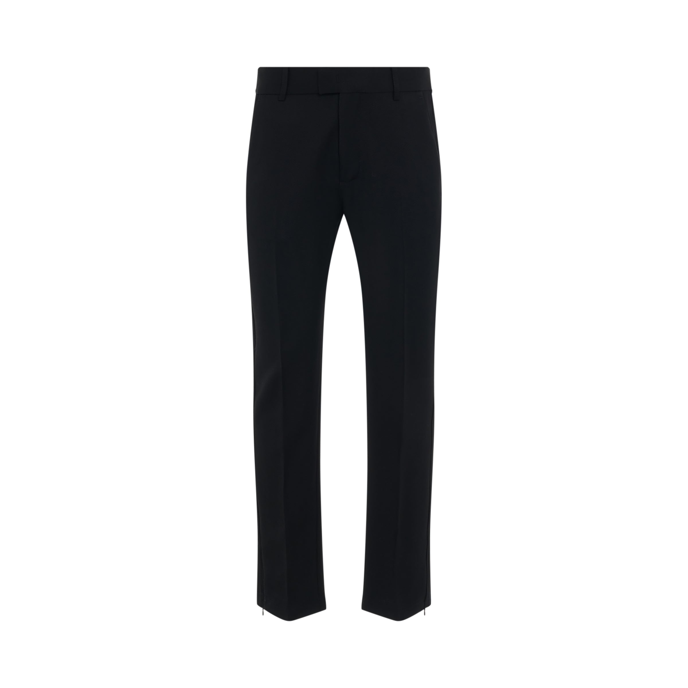 Wool Split Pant with Fixed Waistband in Black