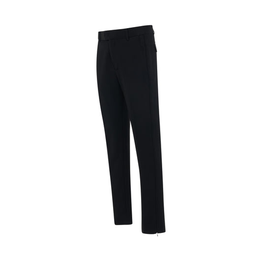 Wool Split Pant with Fixed Waistband in Black