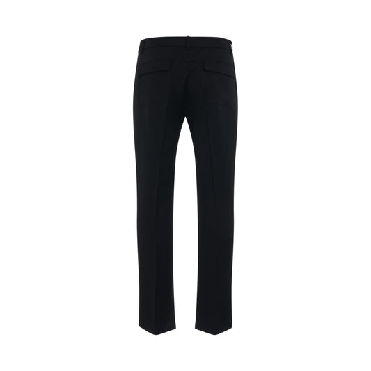 Wool Split Pant with Fixed Waistband in Black