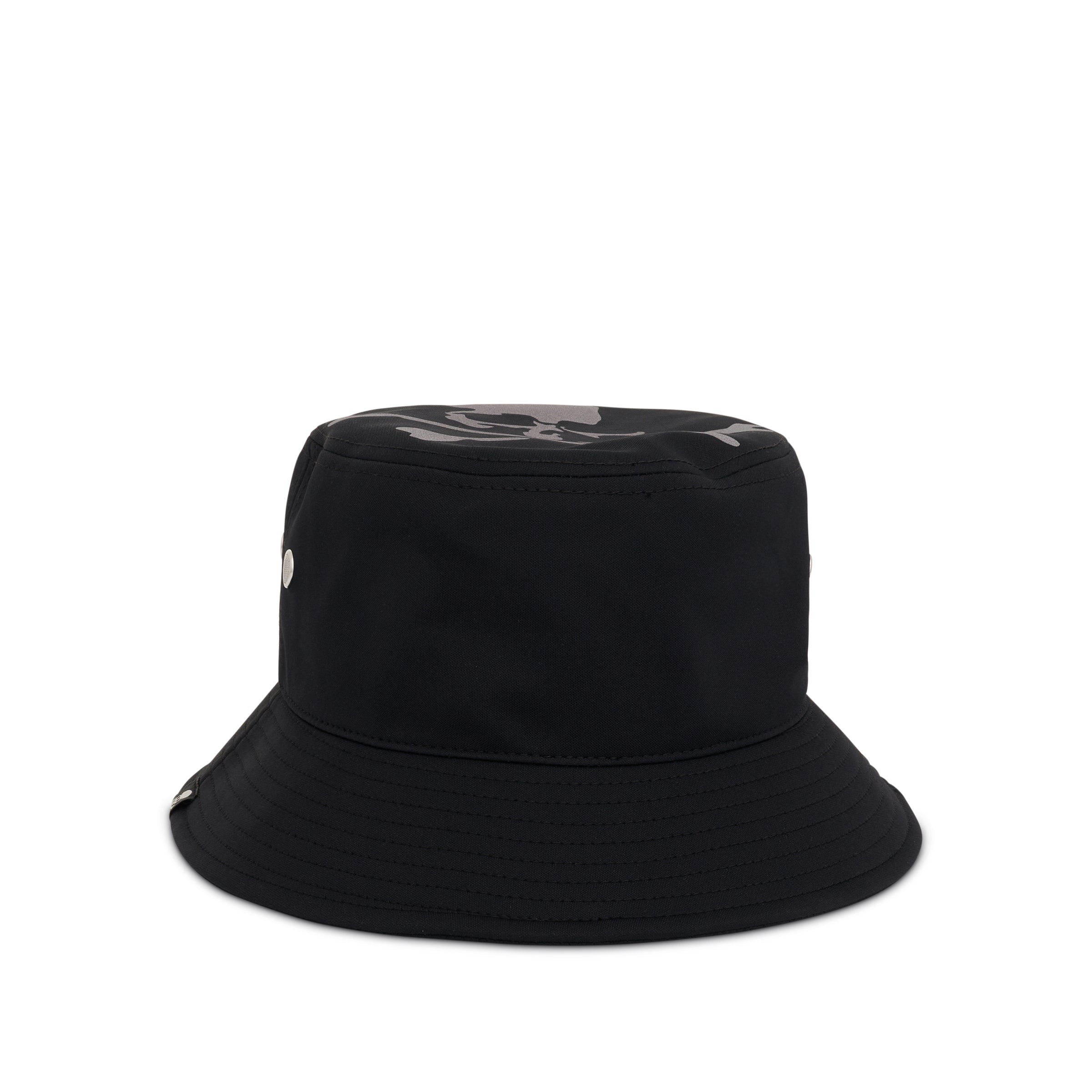 Printed Reflective Skull Bucket Hat in Black