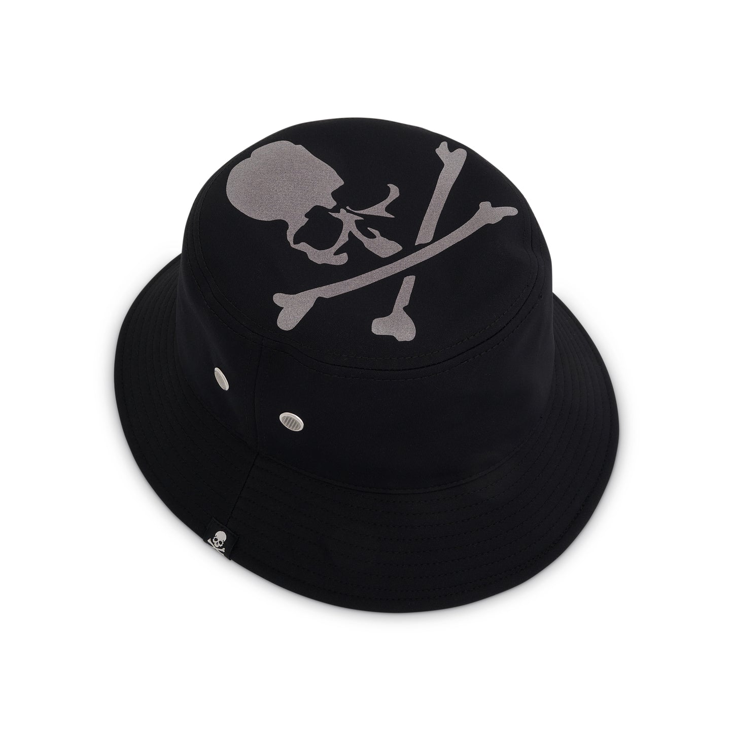 Printed Reflective Skull Bucket Hat in Black
