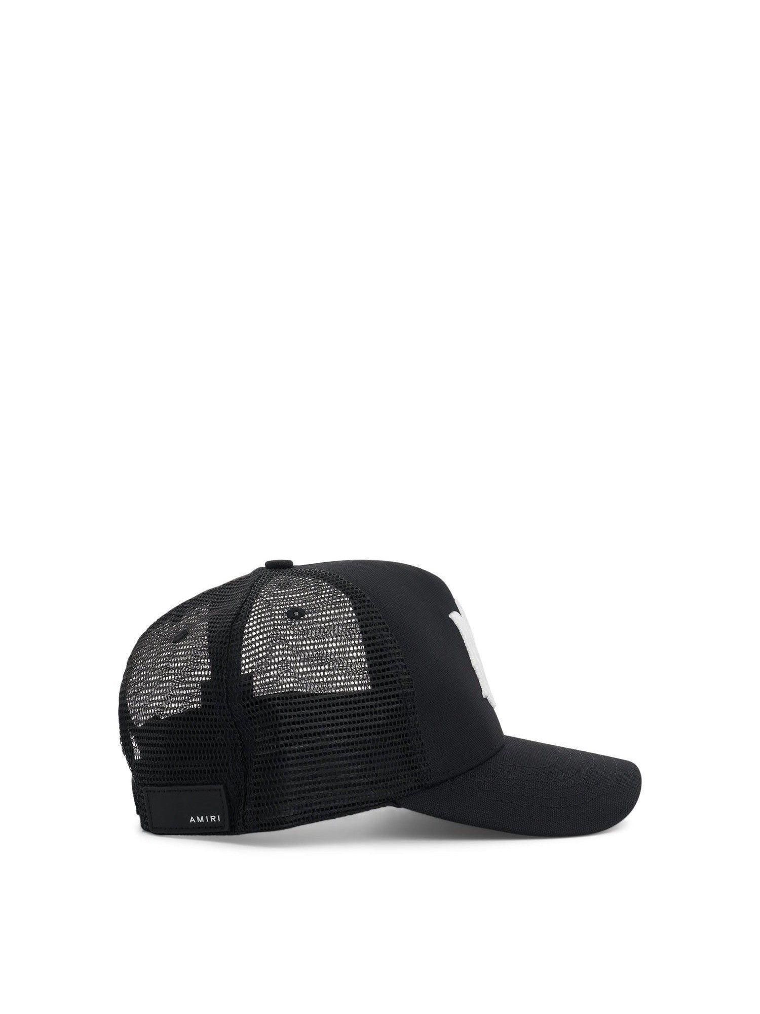 AMIRI Mens MA Logo Trucker Hat in Black MARAIS
