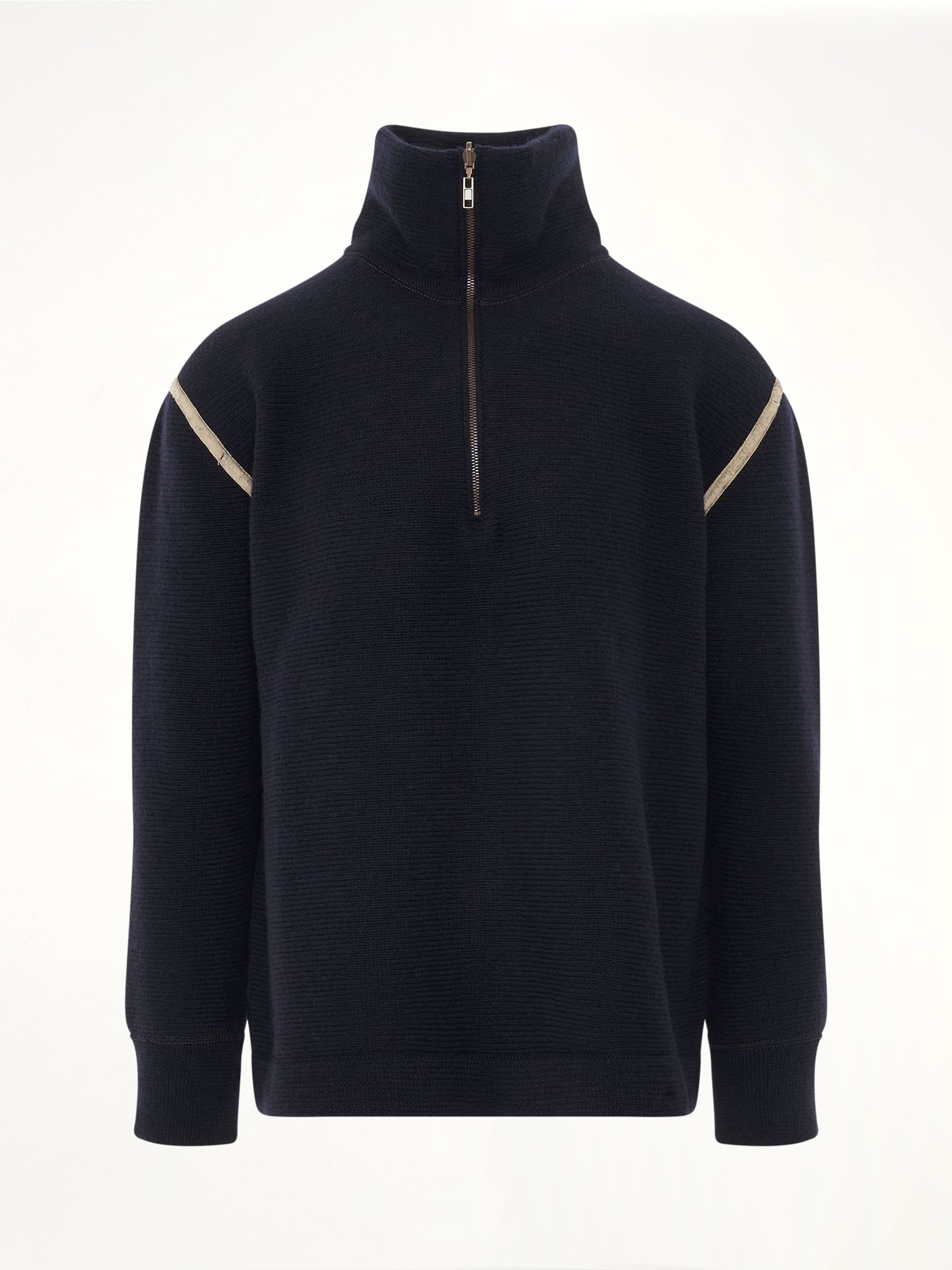 Knit Pullover with Stripe Detail in Navy