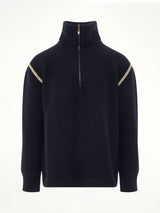 Knit Pullover with Stripe Detail in Navy