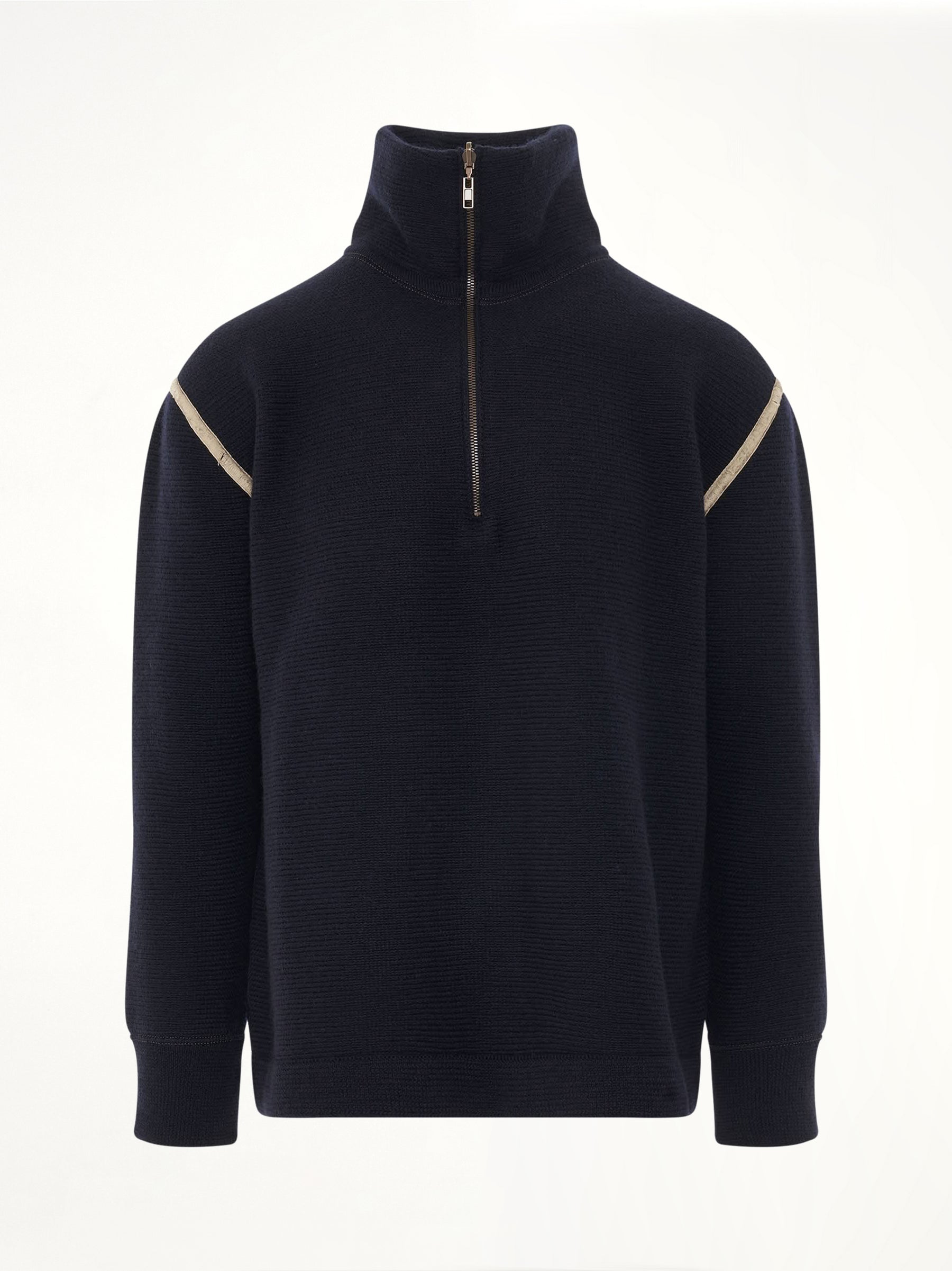 Knit Pullover with Stripe Detail in Navy
