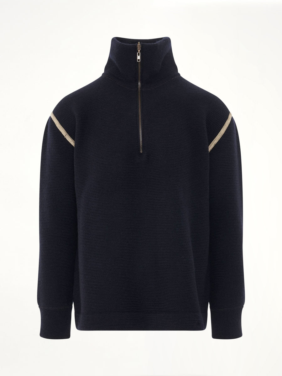 Knit Pullover with Stripe Detail in Navy