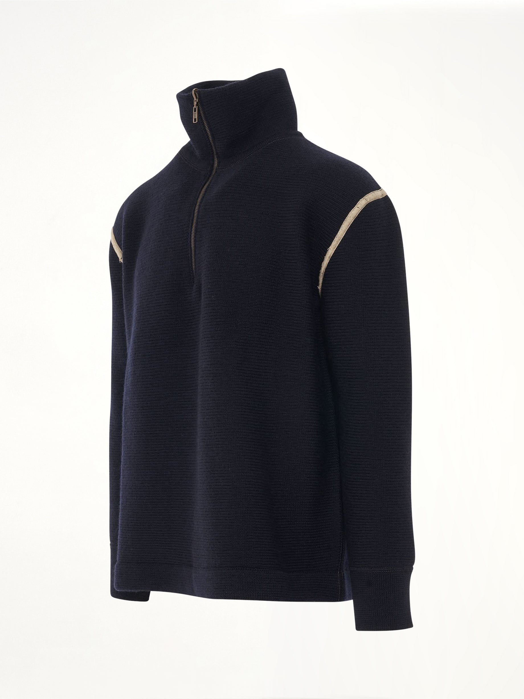 Knit Pullover with Stripe Detail in Navy