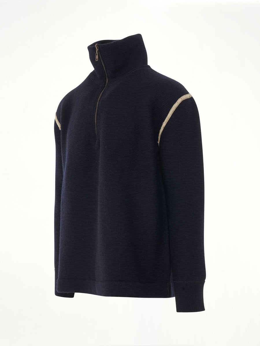 Knit Pullover with Stripe Detail in Navy