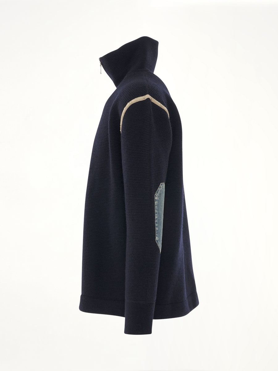 Knit Pullover with Stripe Detail in Navy