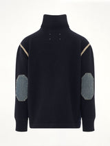 Knit Pullover with Stripe Detail in Navy
