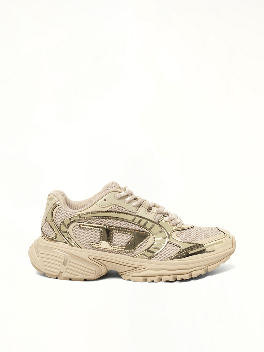 S-PRO-V-DENSE Low Sneaker in Beige/Silver Side View | DIESEL