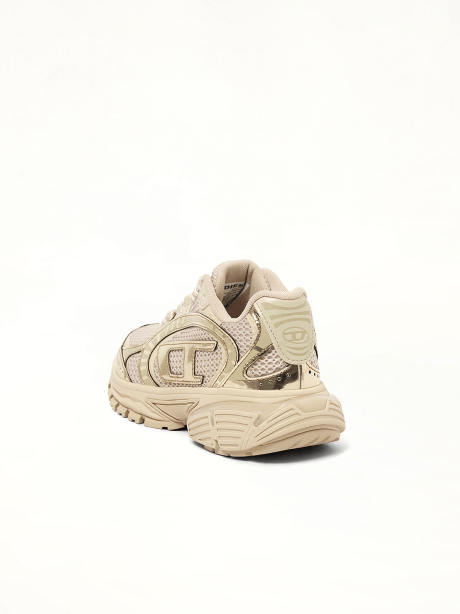 S-PRO-V-DENSE Low Sneaker in Beige/Silver Back View | DIESEL