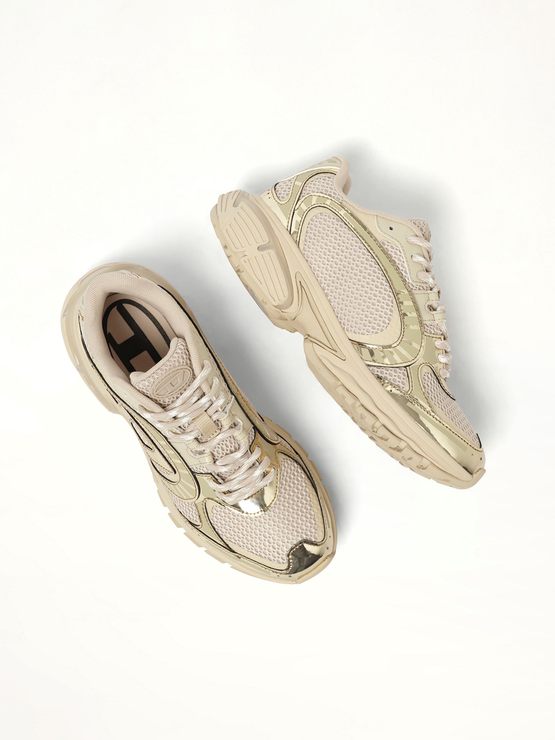 S-PRO-V-DENSE Low Sneaker in Beige/Silver Top View | DIESEL