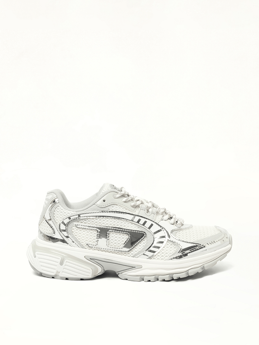 S-PRO-V-DENSE Low Sneaker in White/Silver Side View | DIESEL