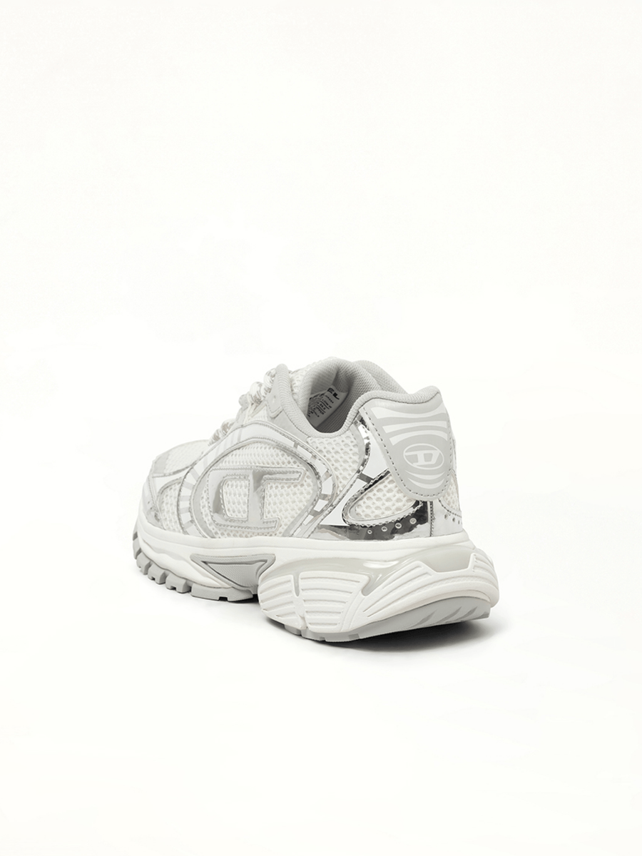 S-PRO-V-DENSE Low Sneaker in White/Silver Back View | DIESEL
