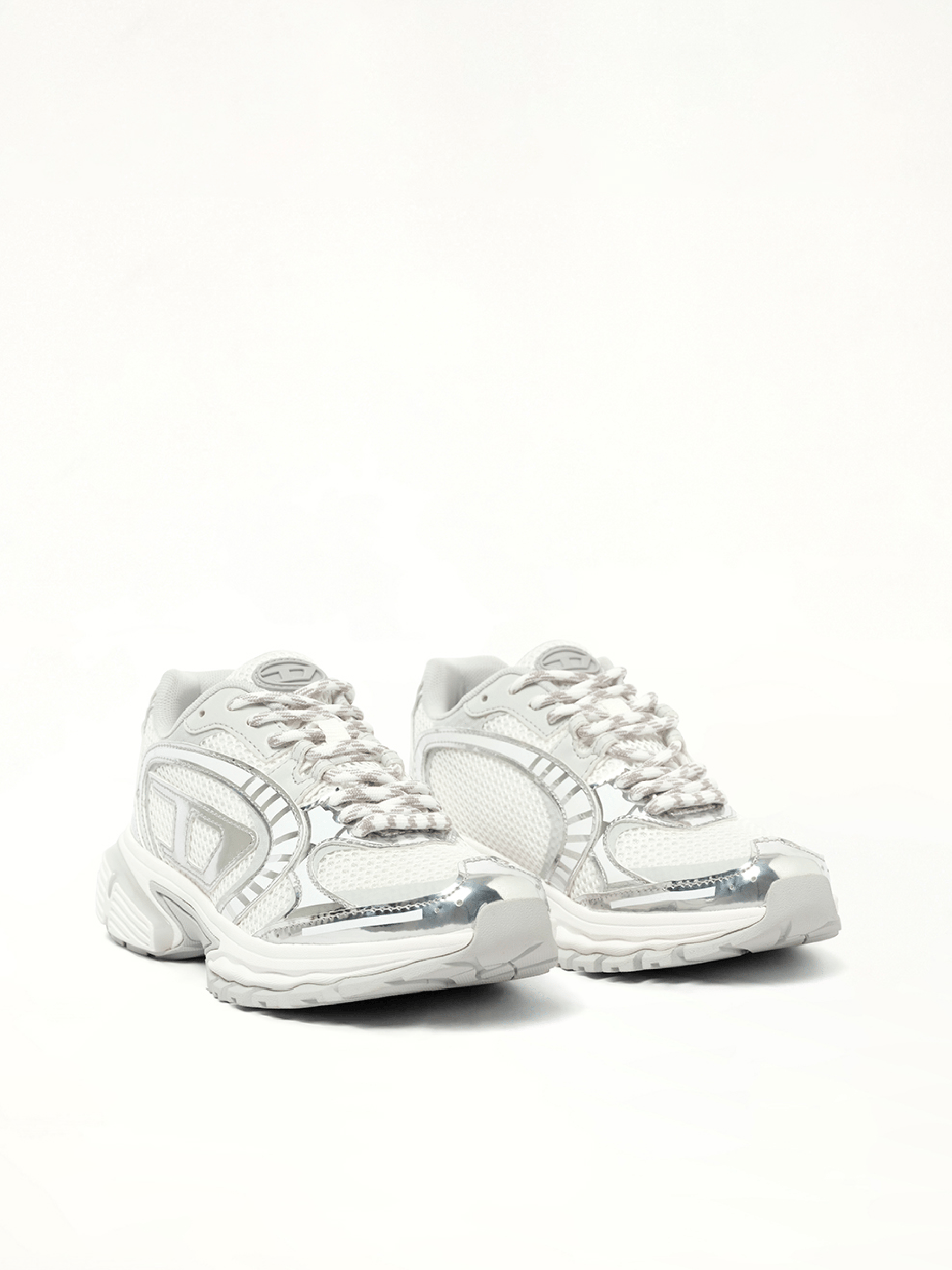 S-PRO-V-DENSE Low Sneaker in White/Silver Front View | DIESEL