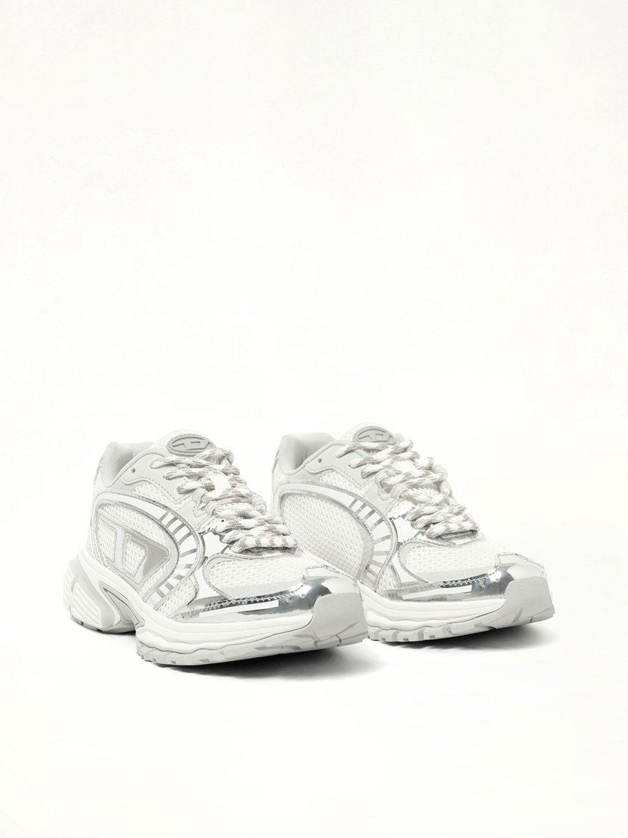 S-PRO-V-DENSE Low Sneaker in White/Silver Front View | DIESEL