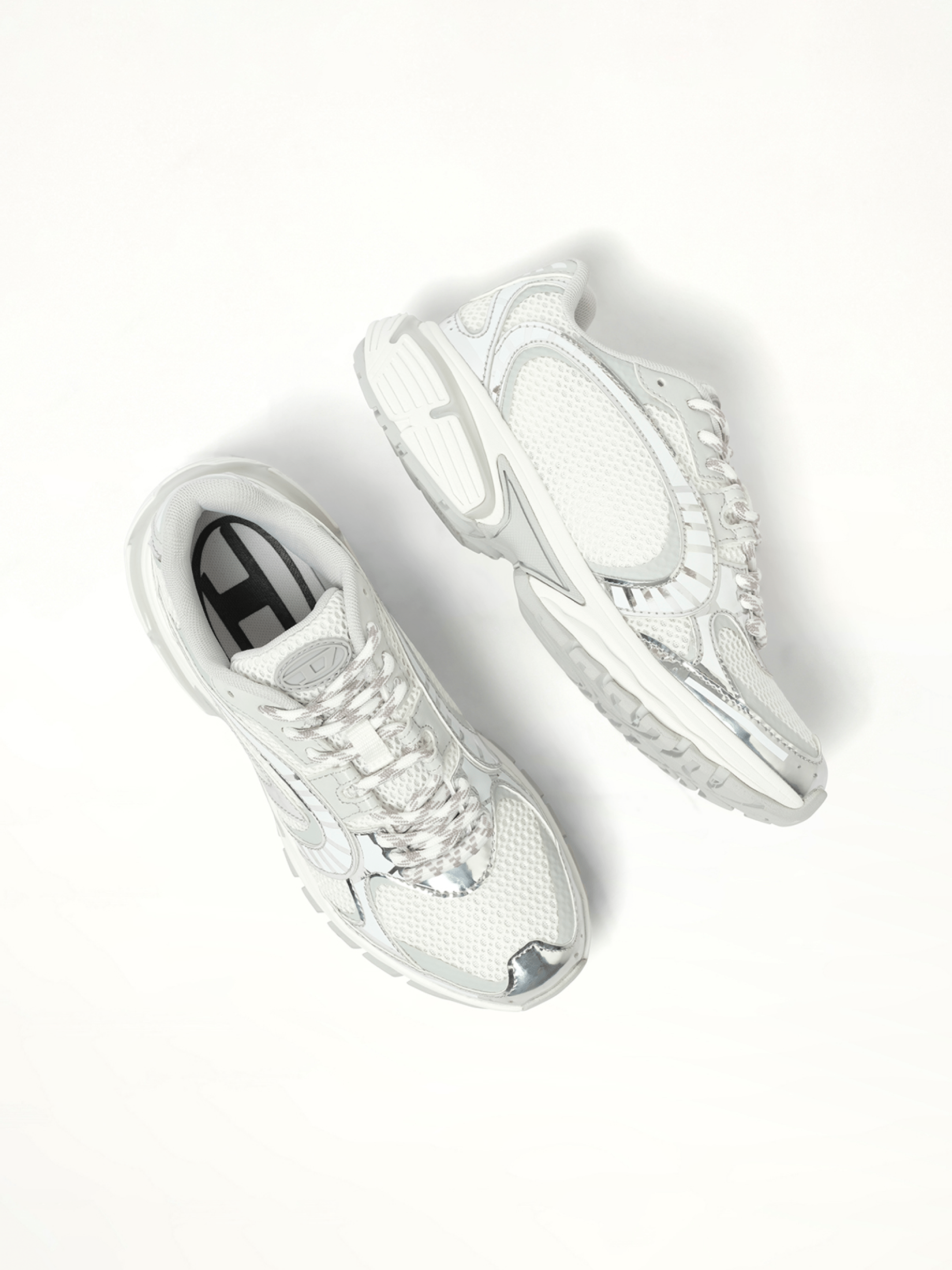 S-PRO-V-DENSE Low Sneaker in White/Silver Top View | DIESEL