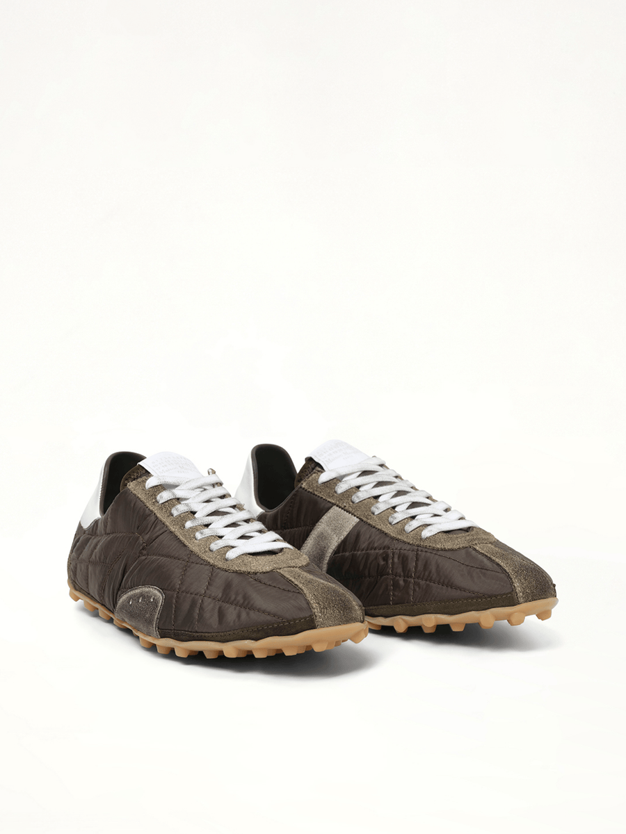 Sprinters Low Sneaker in Dark Green/White/Grey Front View | MAISON MARGIELA