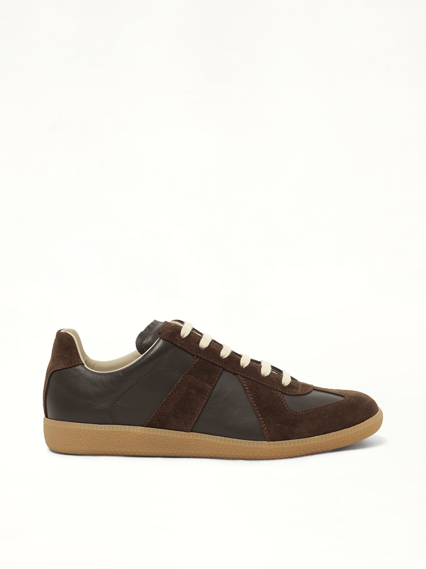 Replica Leather Sneaker in Brown Side View | MAISON MARGIELA