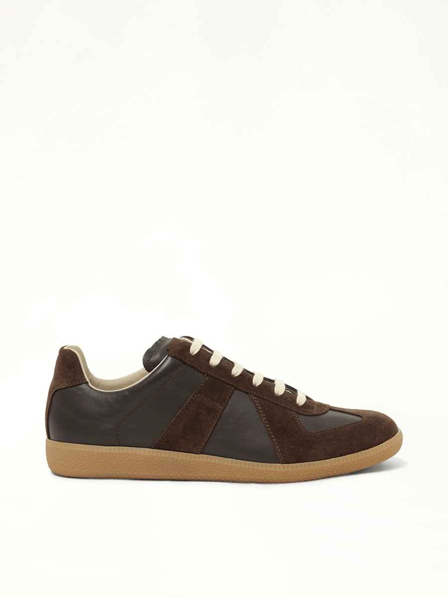 Replica Leather Sneaker in Brown Side View | MAISON MARGIELA