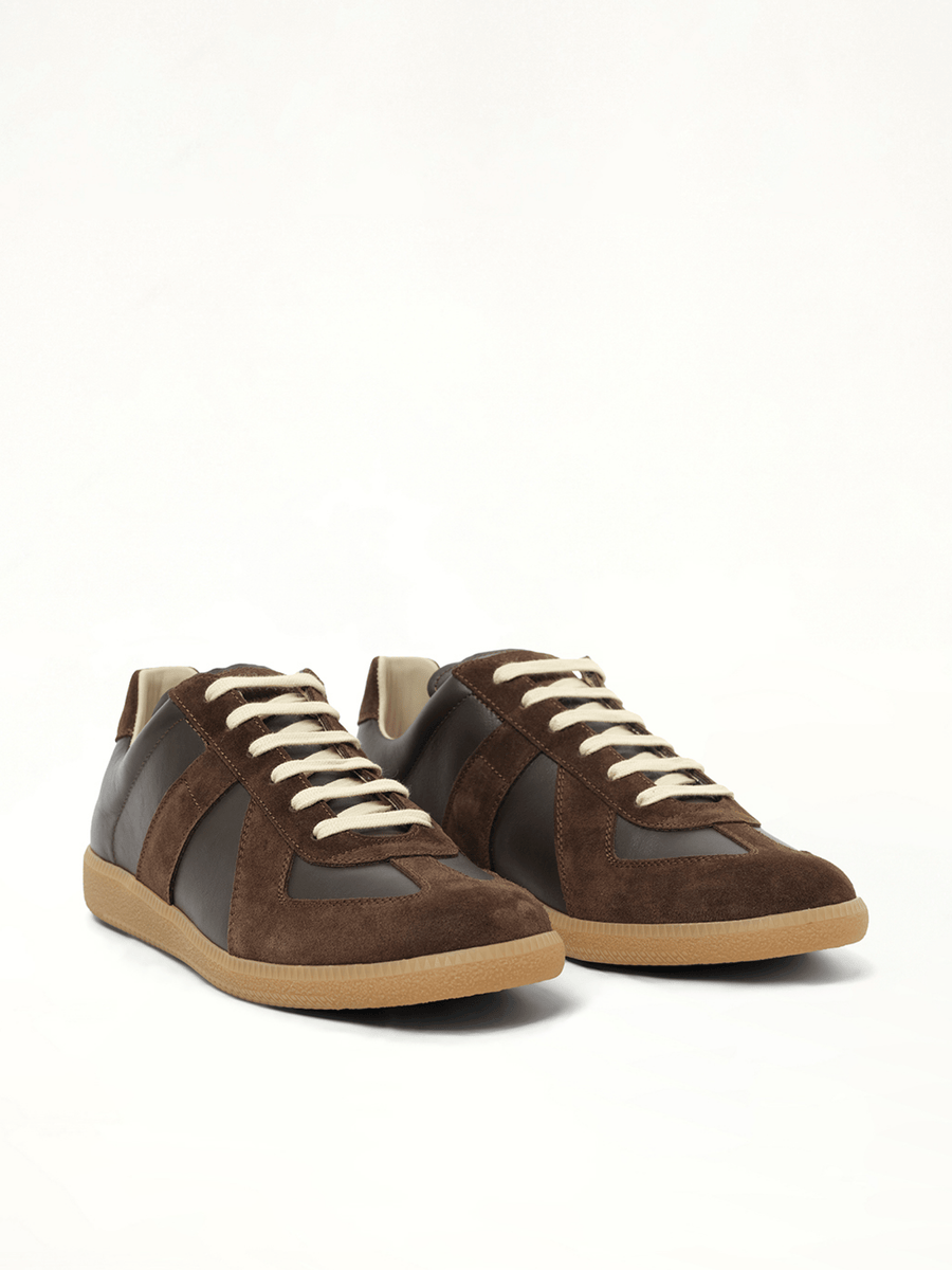 Replica Leather Sneaker in Brown Front View | MAISON MARGIELA