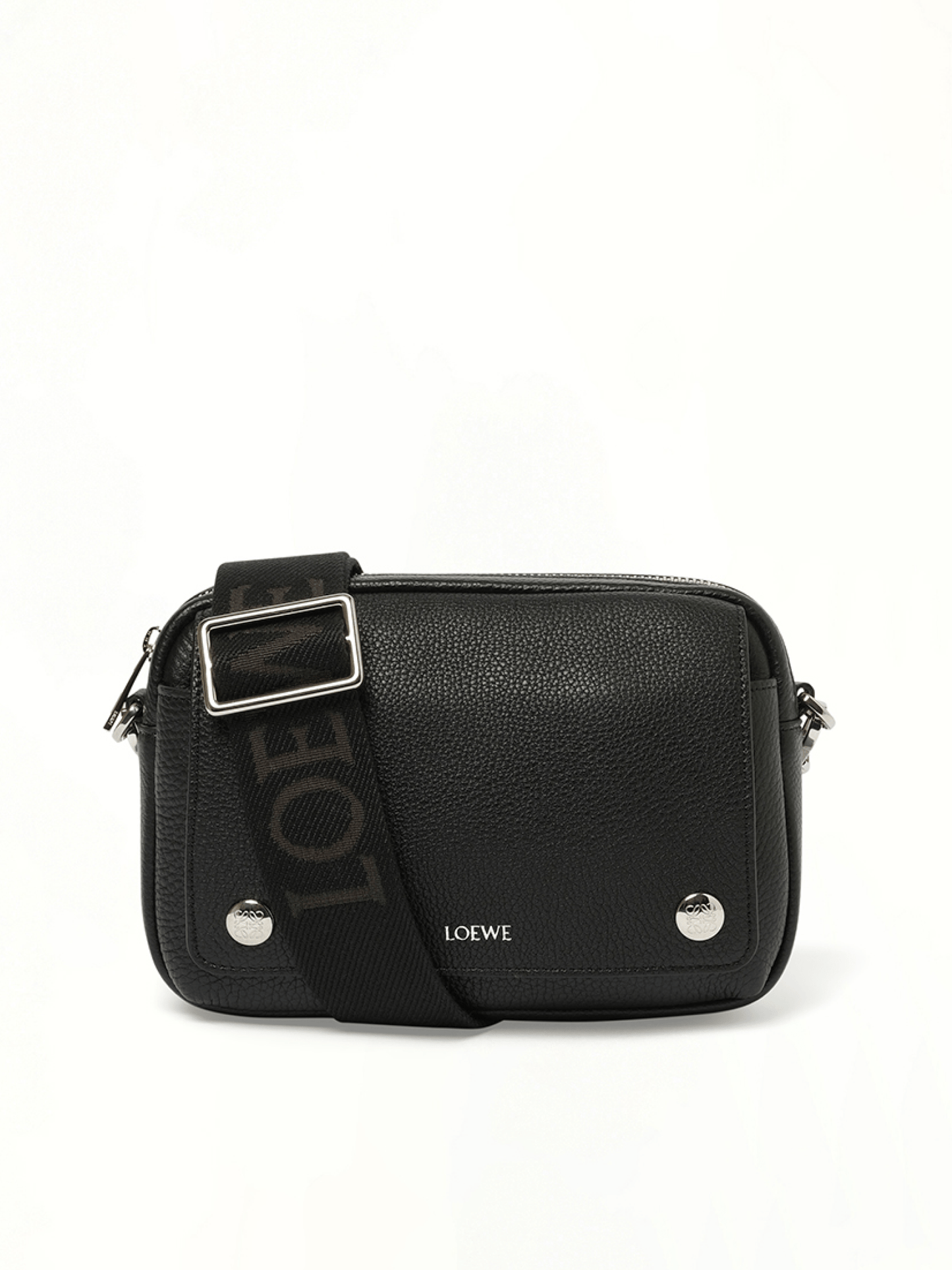 Calfskin Pebble Messenger Small in Black