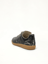 Replica Crackling Leather Sneaker in Black/White Back View | MAISON MARGIELA