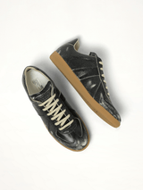 Replica Crackling Leather Sneaker in Black/White Top View | MAISON MARGIELA