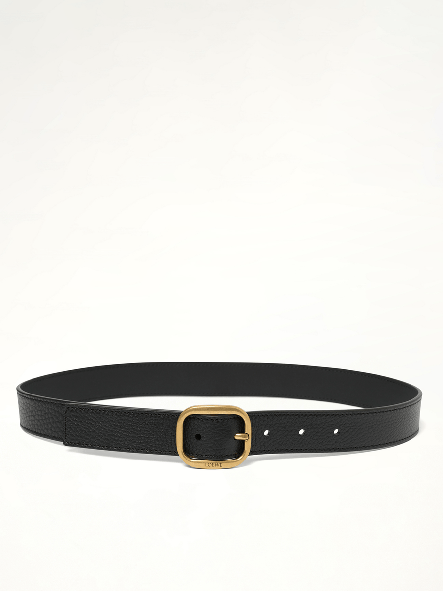 Rounded Soft 3cm Belt in Black/Gold