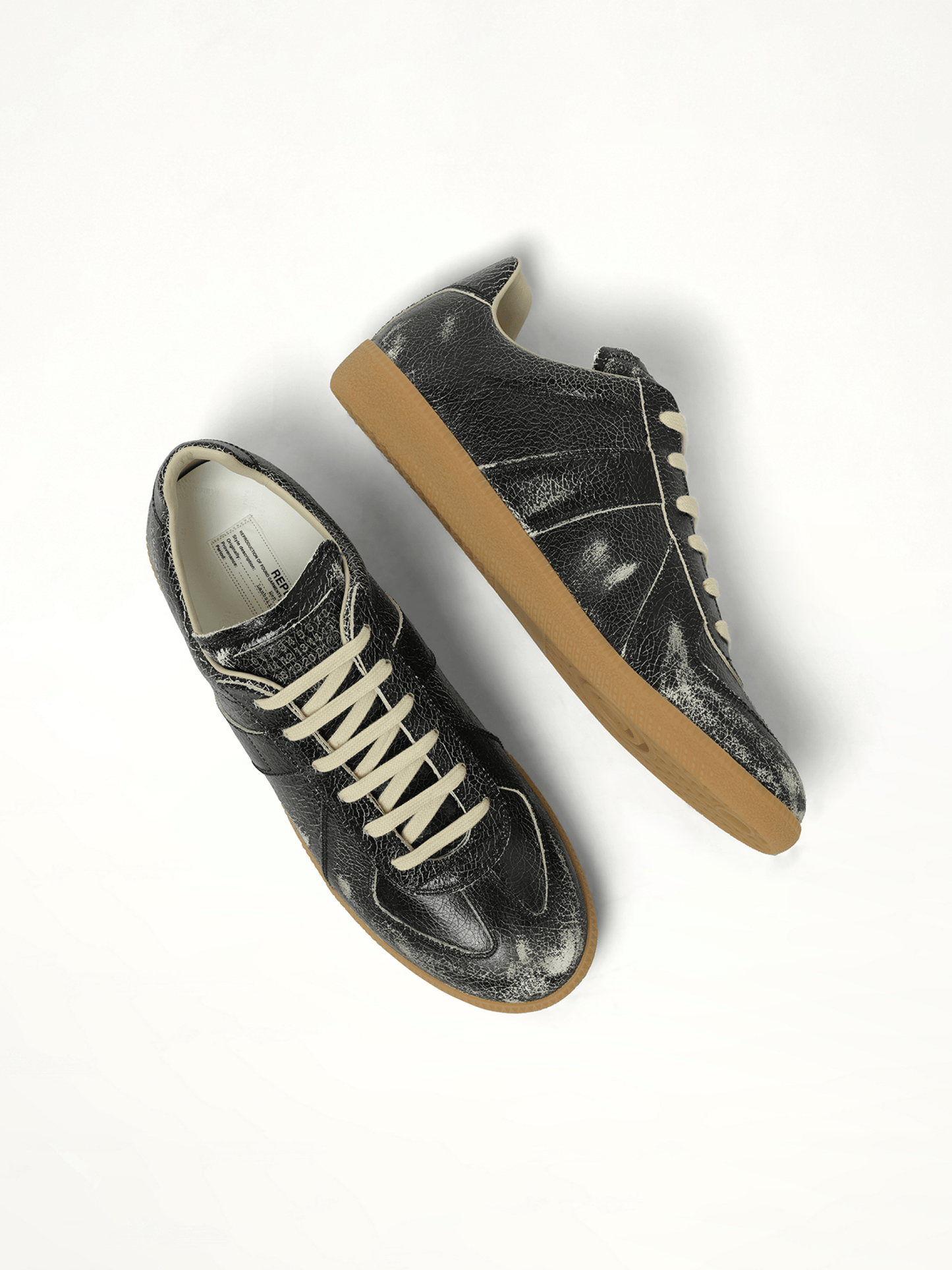 Replica Crackling Leather Sneaker in Black/White