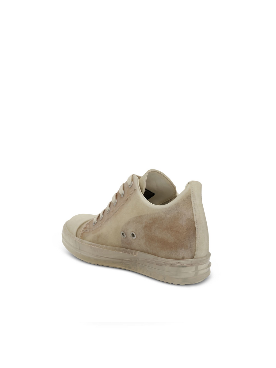 Low Leather Sneakers in Natural Back View | RICK OWENS
