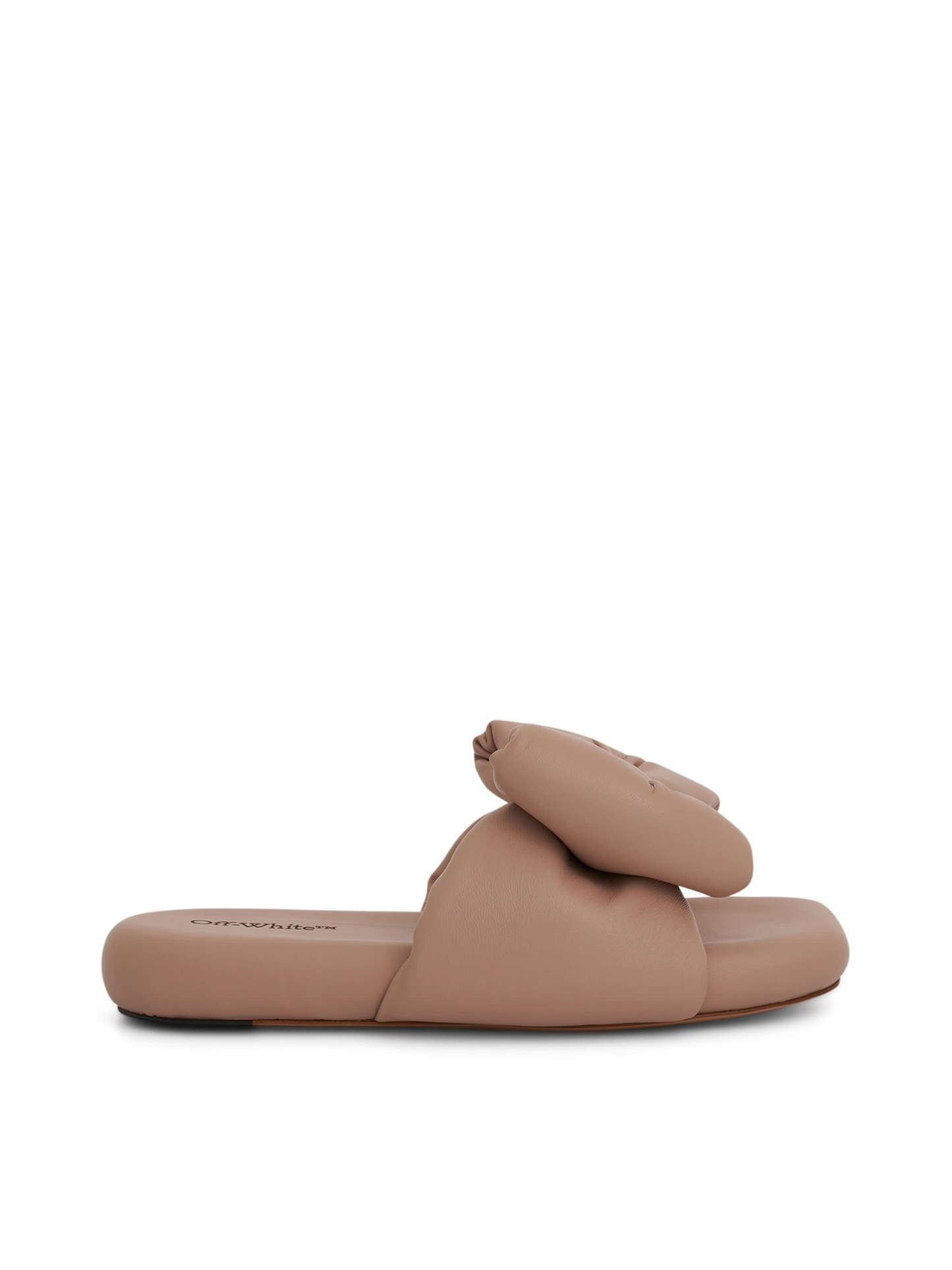 Nappa Bow Padded Slipper in Beige