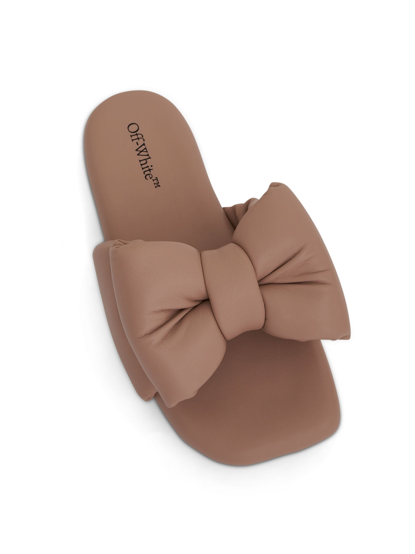 Nappa Bow Padded Slipper in Beige