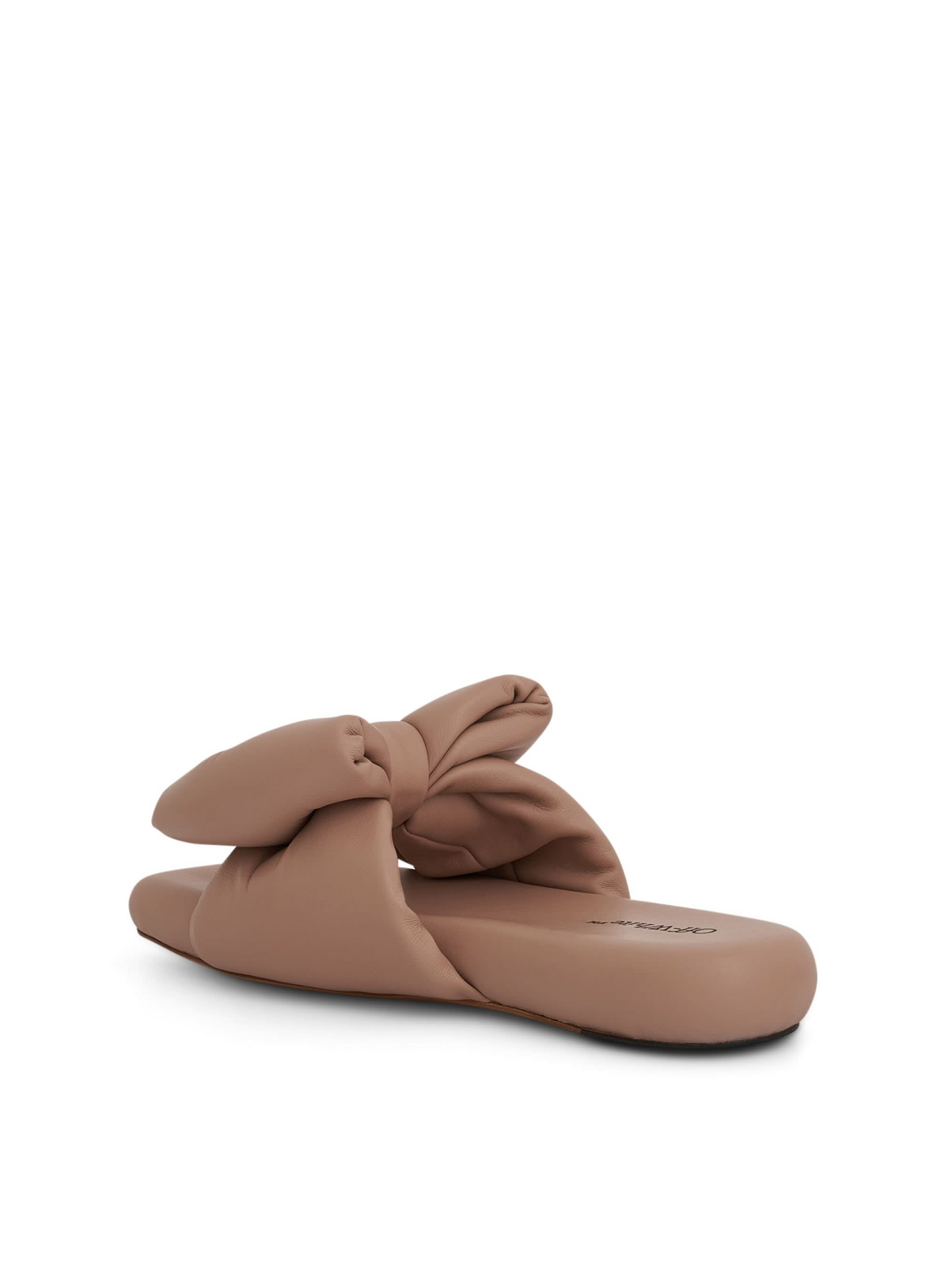 Nappa Bow Padded Slipper in Beige