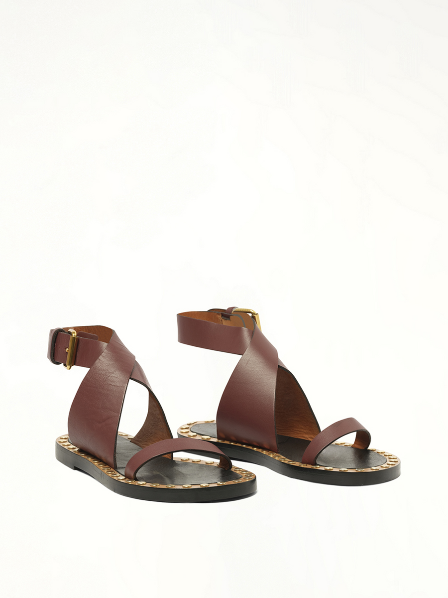 Janis Sandals in Burgundy Front View | ISABEL MARANT